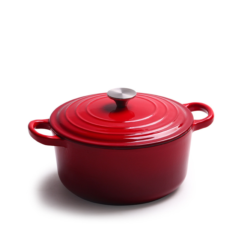 Nồi Gang Đúc Nguyên Khối Kho Cá Thịt Tráng Men 22cm Enamel Cast Iron Pot Duth Oven  Cao Cấp OEM