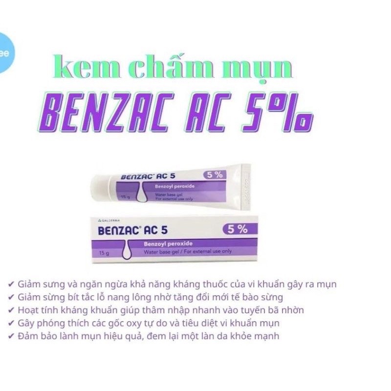 Kem giảm mụn benzac ac 5% 15g