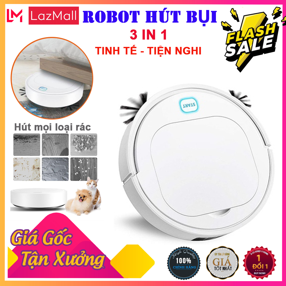 [ MIỄN PHÍ VC  - BẢO HÀNH 12Tháng ] Robot Hút Bụi Tự Động, Chức năng vượt trội 3 trong 1. ROBOT Sử dụng sạc USB tiện dụng, Dung lượng pin sử dụng trên 5 tiếng Công suất 22W. Mua ngay BH 12 tháng, 1 đổi 1 trong 7 ngày!