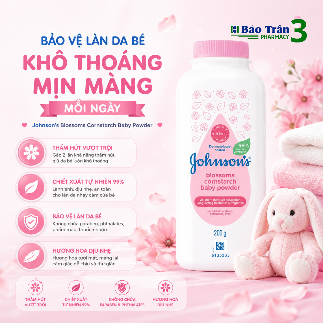 Phấn em bé Johnson's Baby Powder (Hộp 200g)