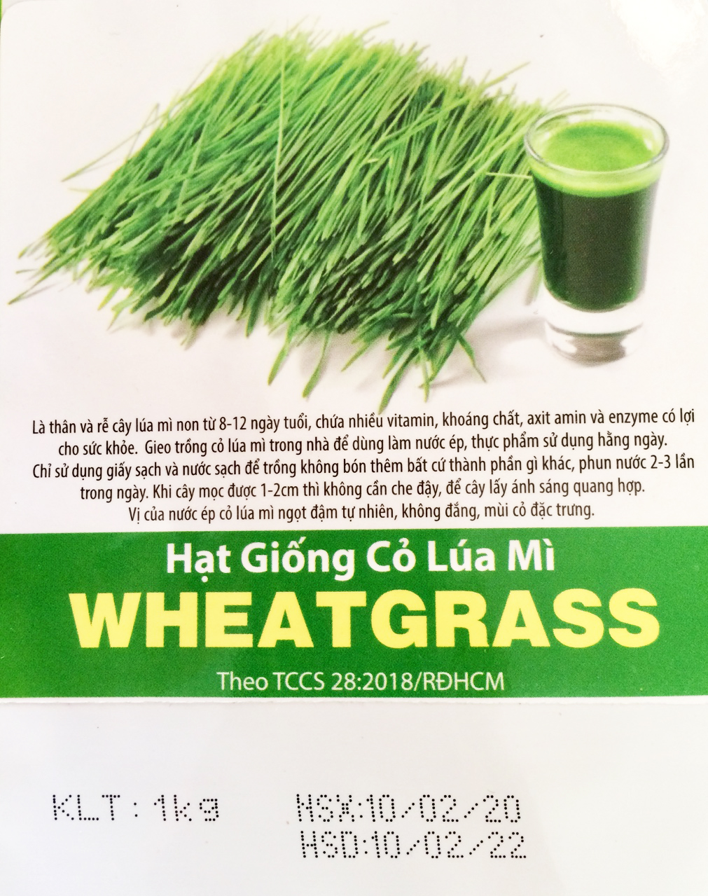 [HCM]Hạt giống Mầm Lúa Mì  WHEATHGASS-KLT 1kg HÀNG CÔNG TY .