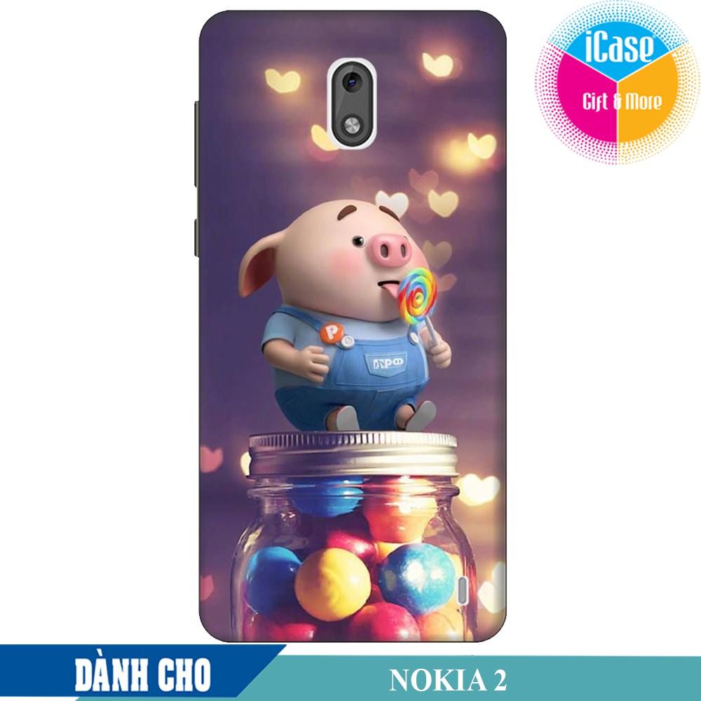 Ốp lưng nhựa dẻo dành cho Nokia 2 in hình Heo Con Ăn Bánh