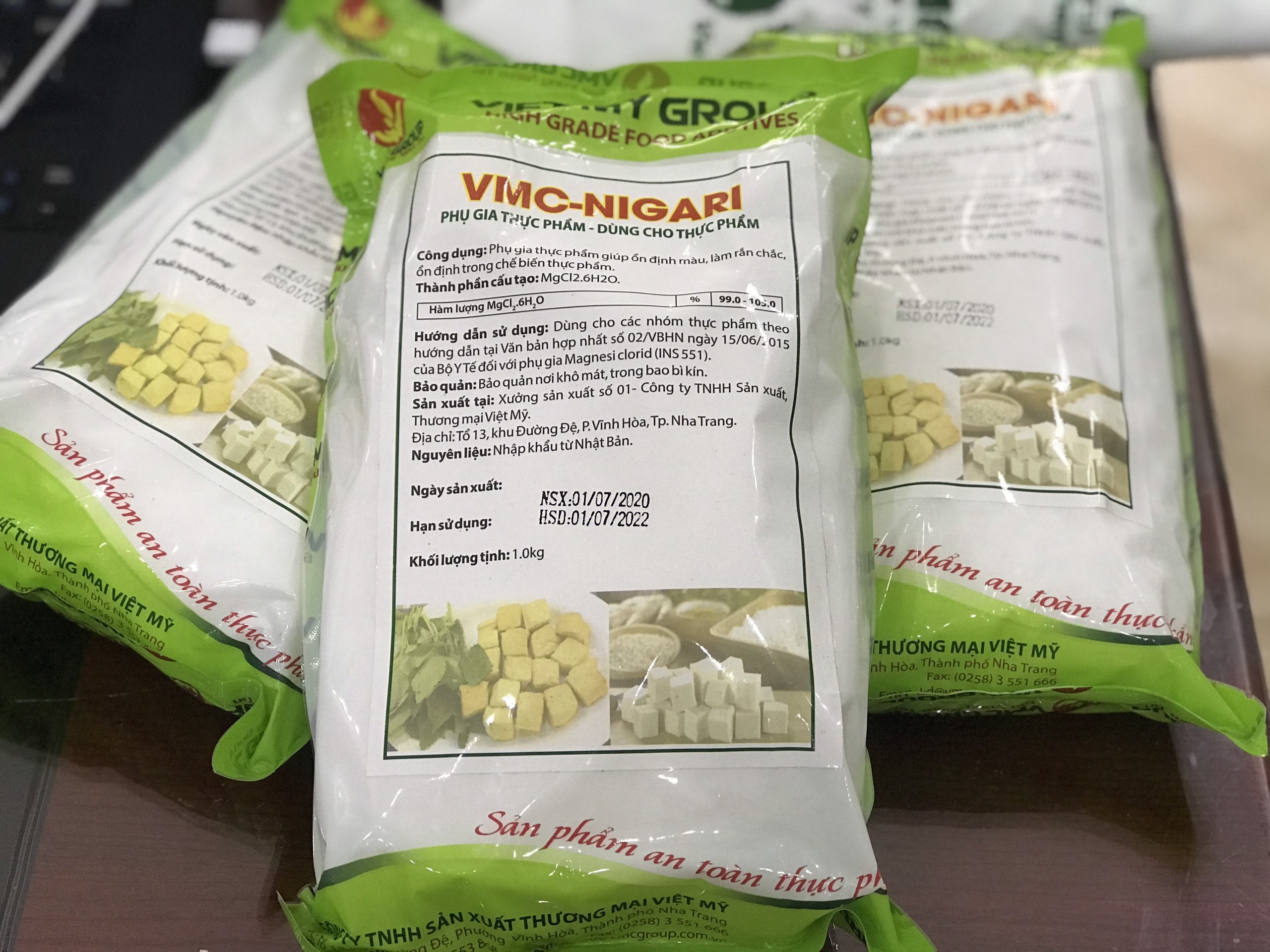 1kg vmc nigari giúp tạo đông tàu hủ, đậu phụ kết tinh nhanh chóng