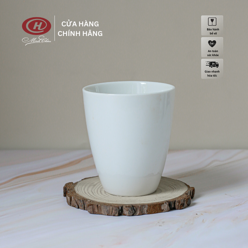 Cốc Nước Không Quai 260ml - Sứ Minh Châu - Trắng Trơn - CN05