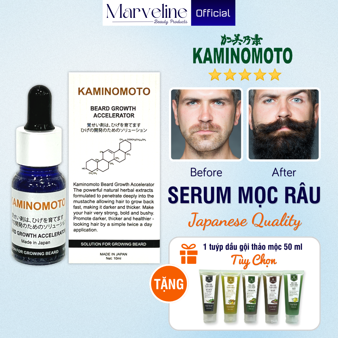Serum hỗ trợ mọc râu Kaminomoto, tăng trưởng râu nam nhanh Nhật Bản 10 ml