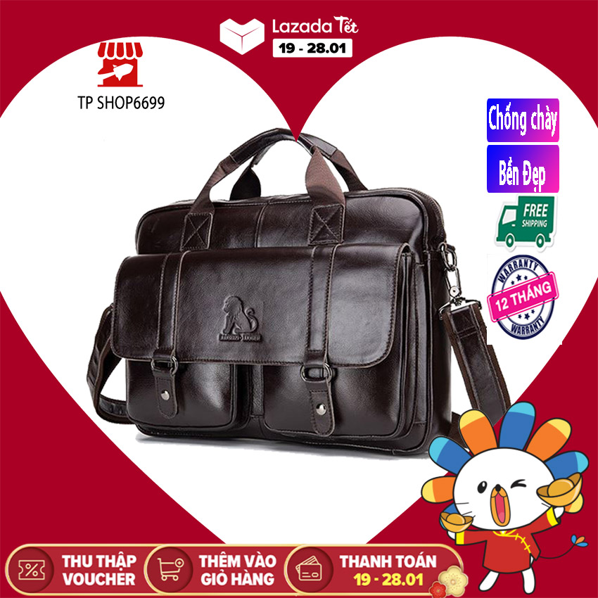 TÚI XÁCH CÔNG SỞ CAO CẤP CỠ LỚN CHẤT DA BÒ THẬT CHỐNG CHÀY XƯỚC CHỊU UỐN NÉN ĐÀN HỒI BỀN BỈ THEO THỜI GIAN CẶP CHỨA LAPTOP 15,6 INCH TÀI LIỆU A4 SỬ DỤNG ĐI LÀM ĐI CÔNG TÁC