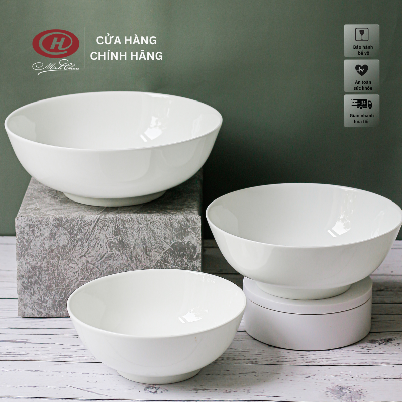 Bát tô sứ xương trắng trơn - sứ minh châu