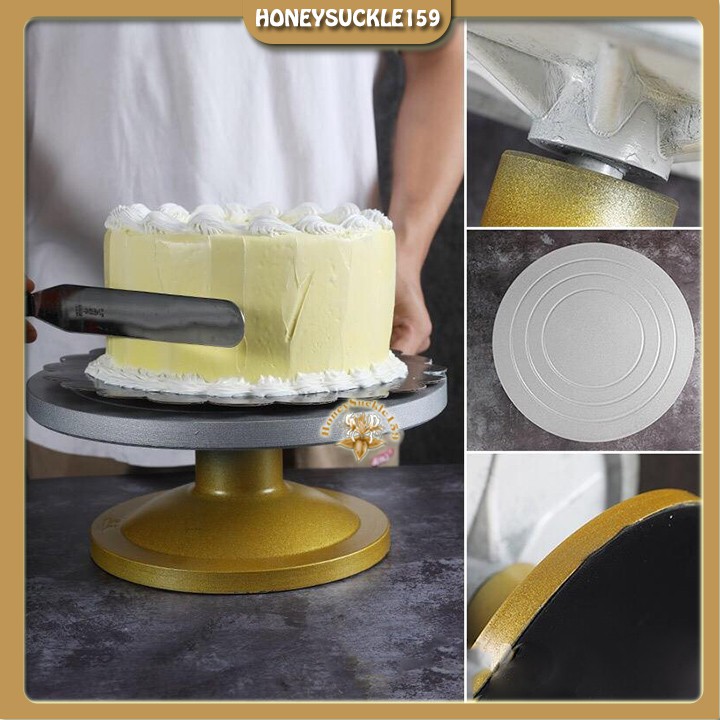 Bàn Xoay Trang Trí Bánh Nhựa Đúc Đế Vàng 30cm