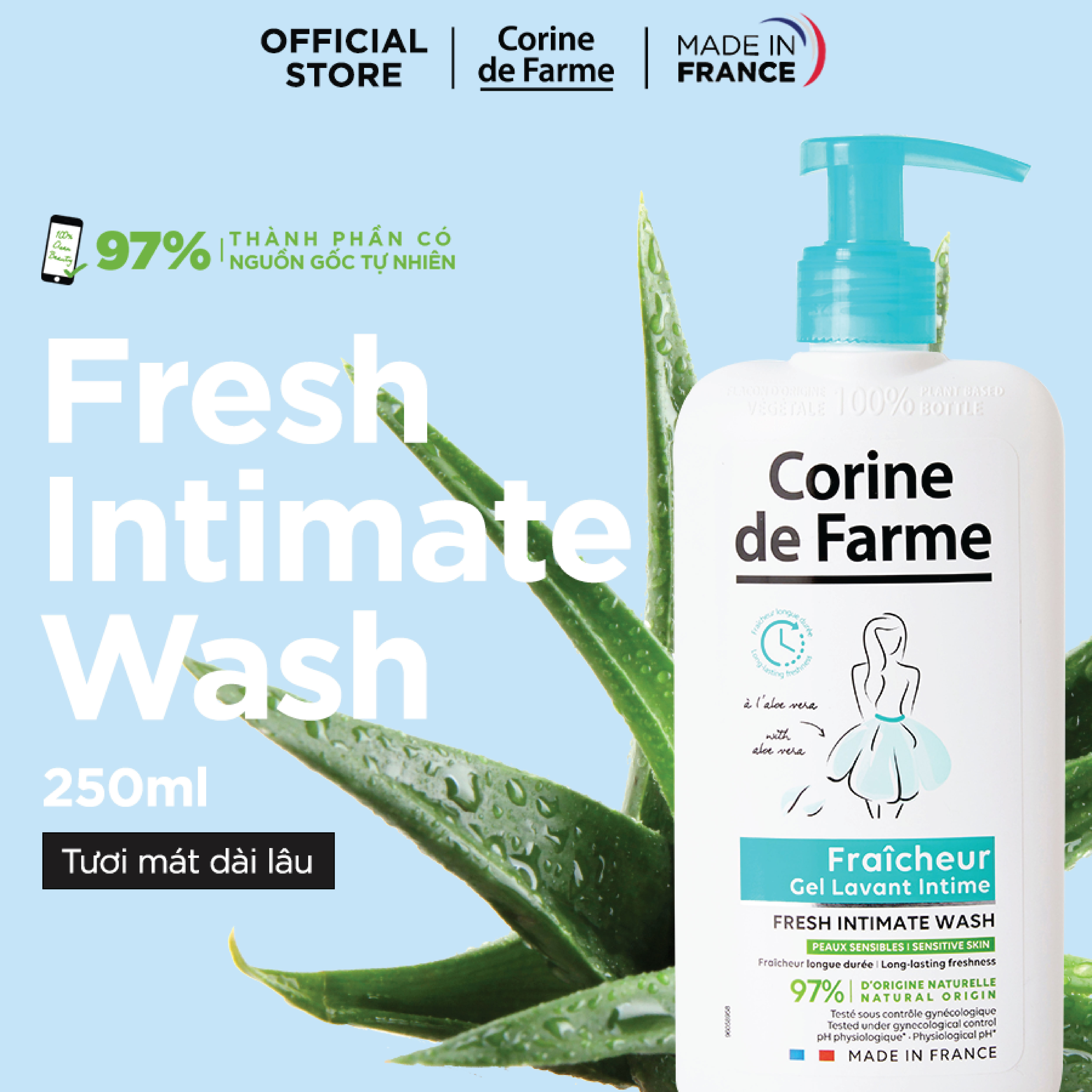 Gel Vệ Sinh Phụ Nữ Corine De Farme Fresh Intimate Wash 250ml