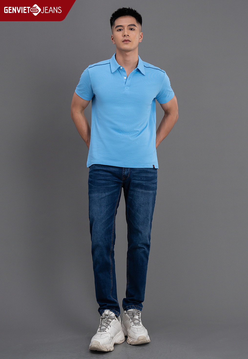Quần dài jeans nam ống col cơ bản t1103j2250 genviet jeans