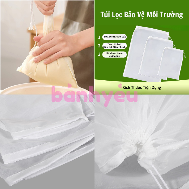 Túi vắt nước cốt dừa, túi lọc trà, lọc sữa hạt, túi lọc sữa chua hy lạp