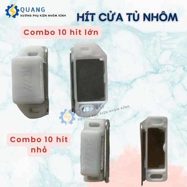 Combo 10 hít tủ, hít cửa nhôm lớn nhỏ