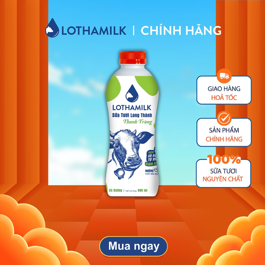 Sữa tươi thanh trùng Lothamilk chai 880ml