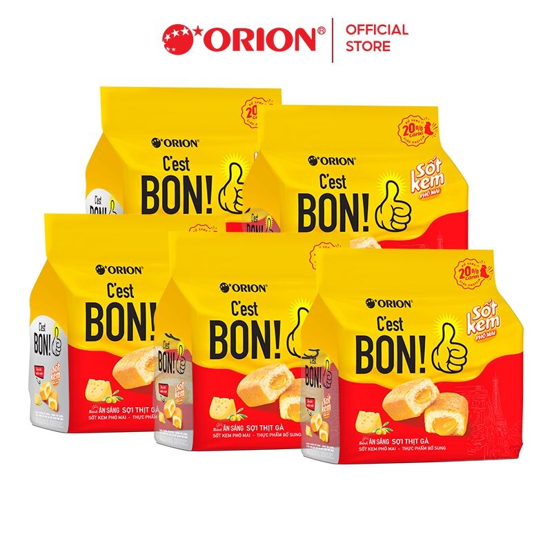 [HCM]Combo 5 bịch  Bánh ăn sáng sợi thịt gà Cest Bon bánh bông lan  gói 85g (5 bánh) - Đồ Ăn Vặt Giá Rẻ