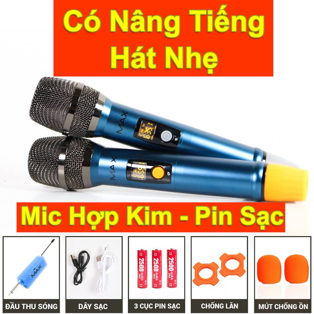 [ HÀNG MỚI VỀ ] Micro không dây đa năng Max 36, MAX32 - Nâng cấp từ Max 19 - Hút âm tốt, chống hú hiệu quả - Sạc pin ngay trên mic - Sử dụng pin sạc dung lượng cao - Màn hình LCD hiển thị tần số - Phù hợp mọi thiết bị