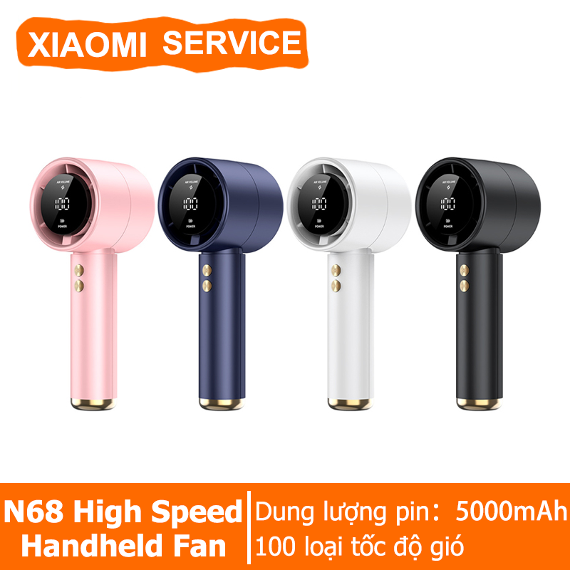 XIAOMI SERVICE Quạt mini cầm tay 5000mAh di động màn hình hiển thị pin có thể sạc gió mạnh 100 tốc độ turbo phản lực
