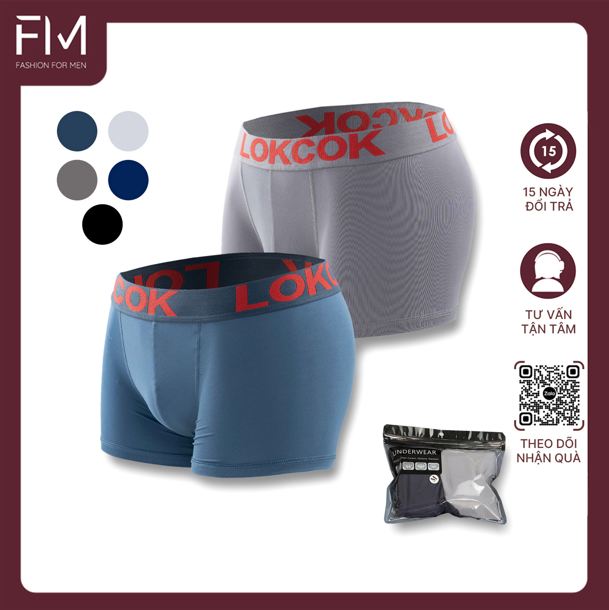 Combo 2 quần lót boxer nam vải thun lạnh hàng vn chất lượng - fmcb2qs007
