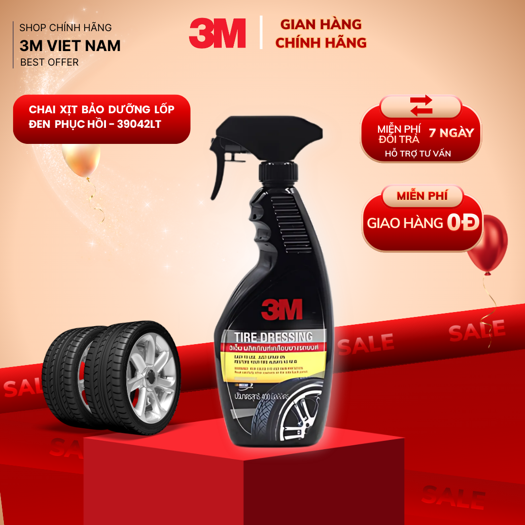 Chai xịt bảo dưỡng lốp xe, Tẩy sạch, tái tạo độ đen bóng ,Chống lão hóa vỏ xe  3M™ 39042 LT - 400ml Nhập khẩu Thái Lan