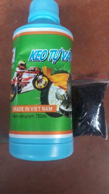 (750ml) Keo tự vá cho lốp không săm và có săm tiện lợi kèm hạt cao su non 750ml