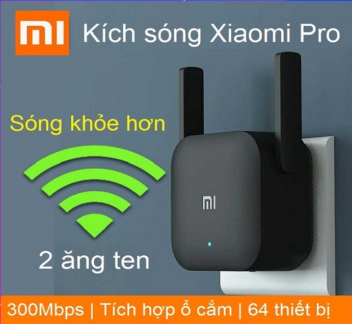 Kích sóng Wifi Xiaomi Mi Wifi Repeater Pro phiên bản mới 300 Mbps 2.4G, Phát xuyên tường, kết nối khỏe, thiết bị mở rộng sóng wifi cho văn phòng, gia đình