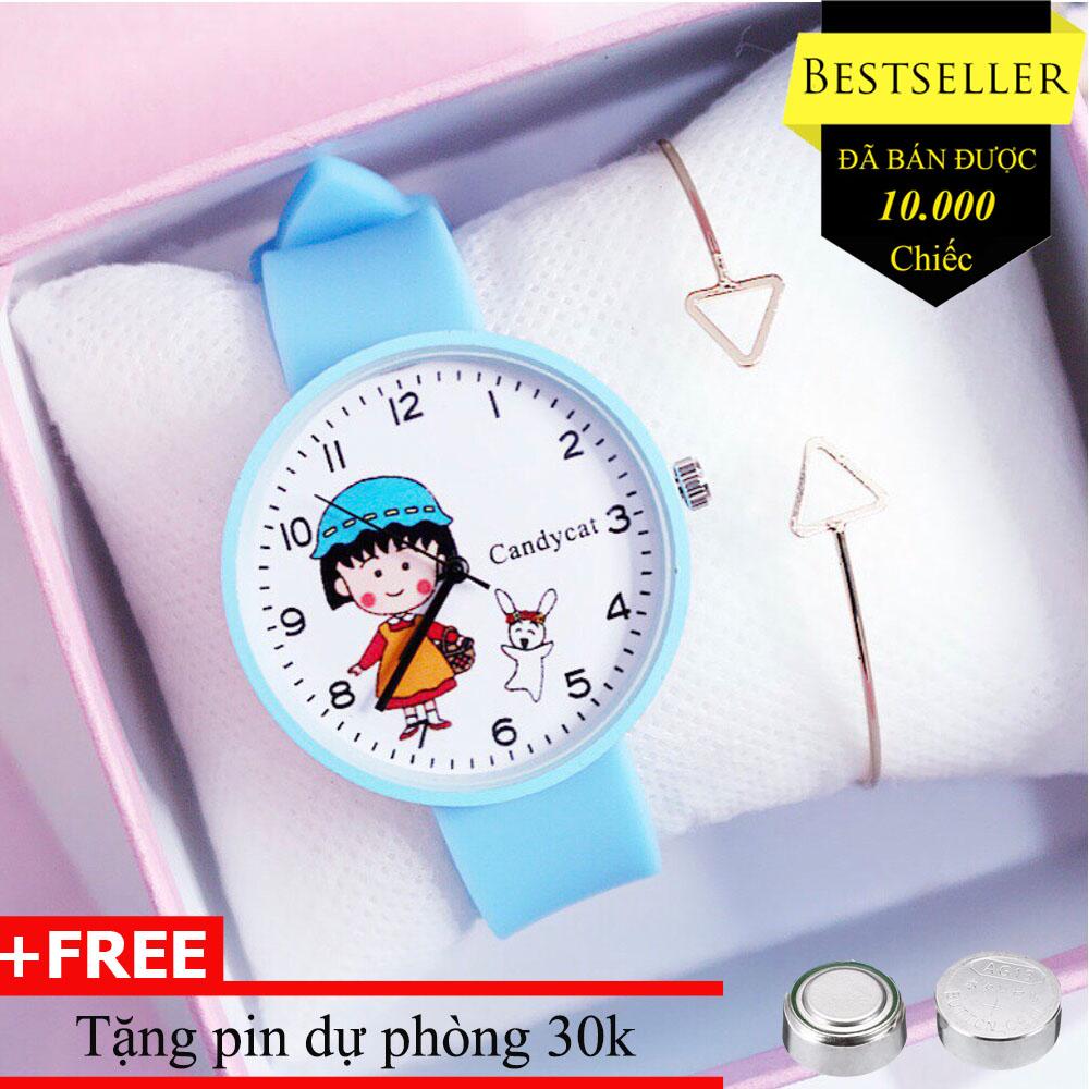 đồng hô Candycat hình cô bé dễ thương, Ca02 dây cao su mền dẻo không đau tay, nhỏ nhắn dễ thương ( tặng pin )