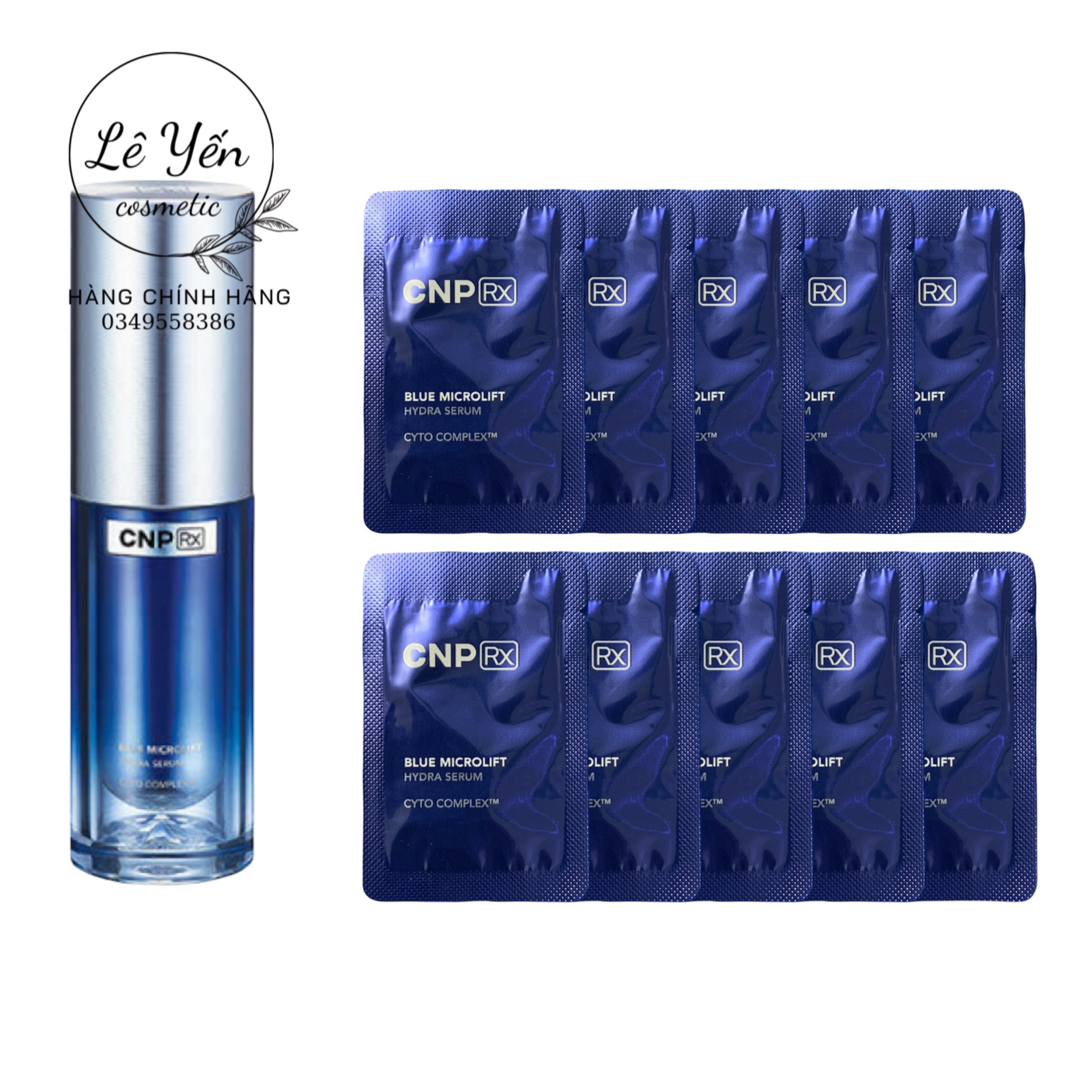 [Sample] Set 10 gói Tinh chất cấp nước, phục hồi da Blue Microlift Hydra CNP(Rx) serum 1ml - Chống lão hoá, nâng cơ