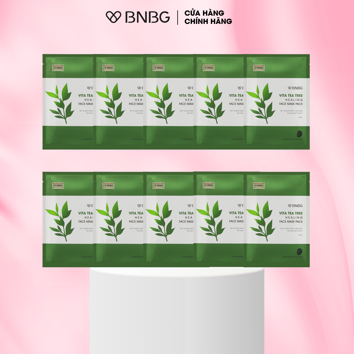 Combo 10 Mặt Nạ BNBG Tràm Trà Thải Độc Da, Giảm Mụn Vita Tea Tree Healing Face Mask Pack 30ml x10