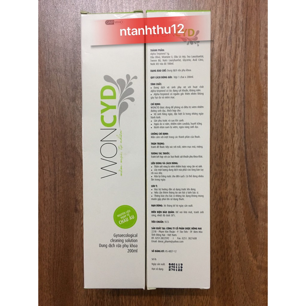 Woncyd dung dịch vệ sinh tạo bọt chai 200ml