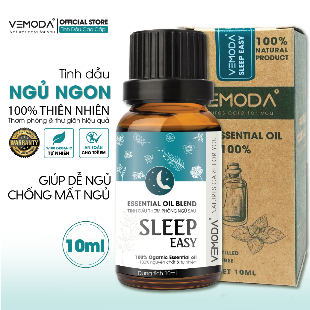 Tinh dầu ngủ ngon Sleep Easy Vemoda. Chiết xuất từ tinh dầu cao cấp giúp
