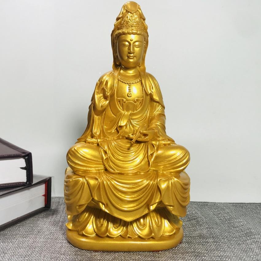Tượng Phật Bà Quan Âm Bồ Tát Thiền Sơn Nhũ vàng, Tượng Quan Âm cao 18cm