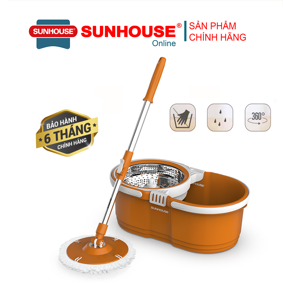 Bộ lau nhà xoay 360 độ thê hệ mới sunhouse ks-cl260po - màu cam
