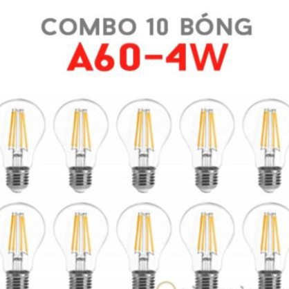 Combo 10 bóng led a60 4w bóng edison trang trí