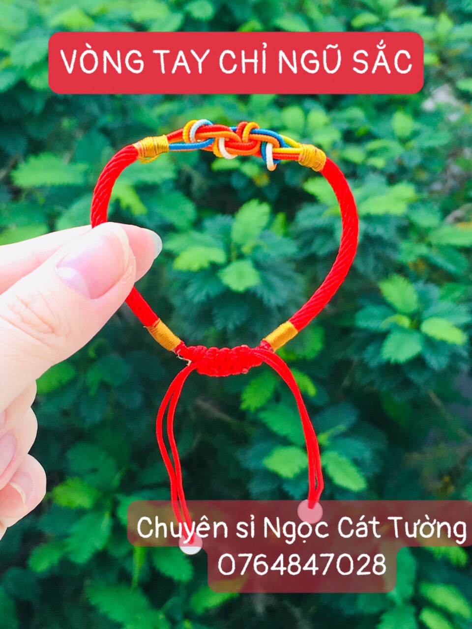 Dây chỉ đỏ ngũ sắc - bình an trư ta đeo tay 2 mẫu - đã chú