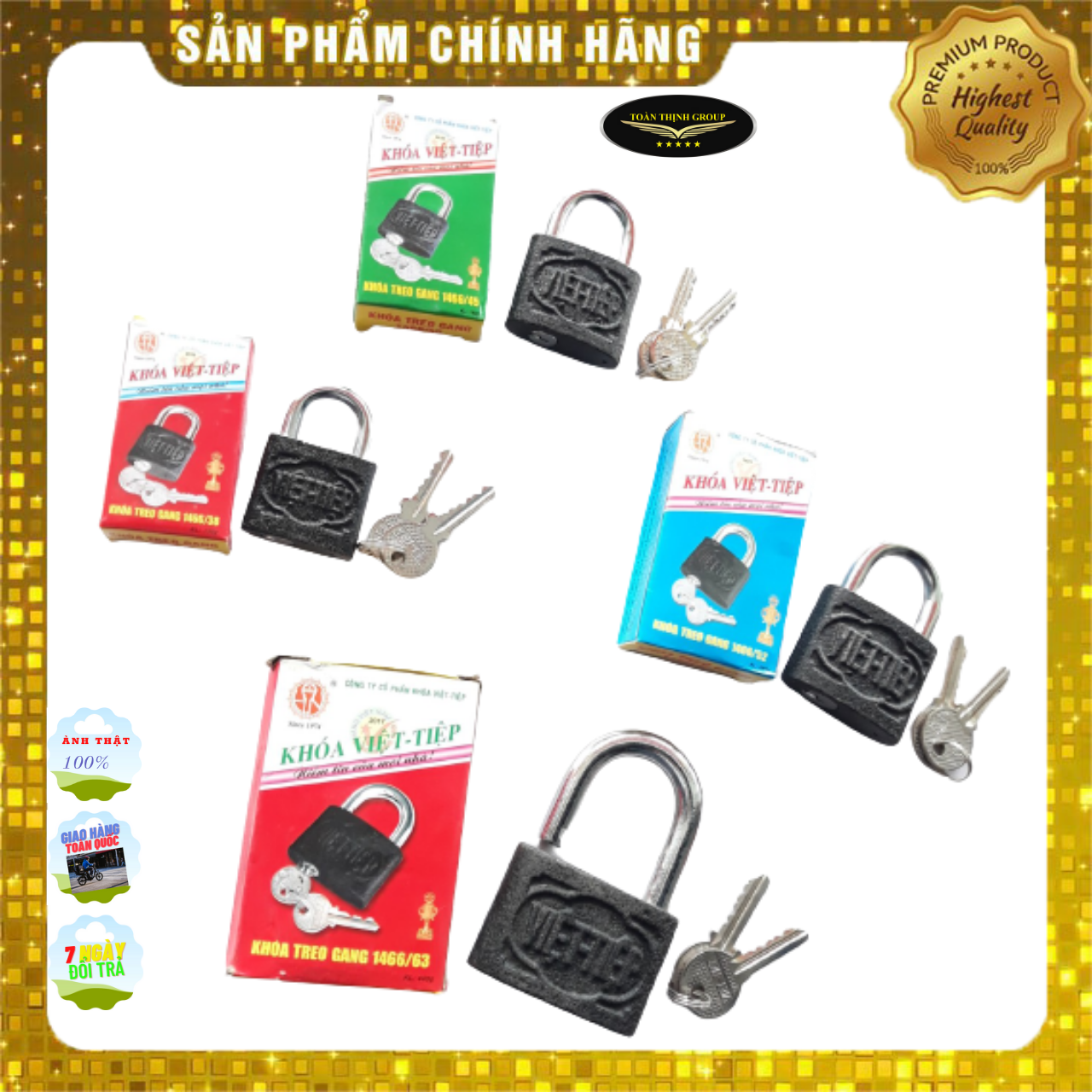 [Loại 1] Khóa Cửa Việt Tiệp - Khóa Treo Gang Việt Tiệp 38mm, 45mm, 52mm, 63mm Chính Hãng. Siêu Bền, Chắc Chắn Với Thời Gian
