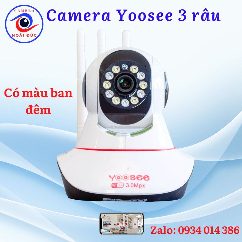 Camera Yoosee Full HD, camera wifi 3 râu có màu ban đêm - Báo động - quay 360 - kết nối không dây - chống trộm
