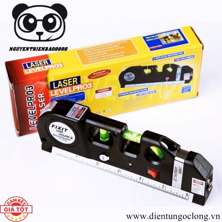 Thước thuỷ nivo cân mực laser đa năng f2018 fixit laser levelpro3 2 tia dọc ngang + tặng kèm 3 viên pin