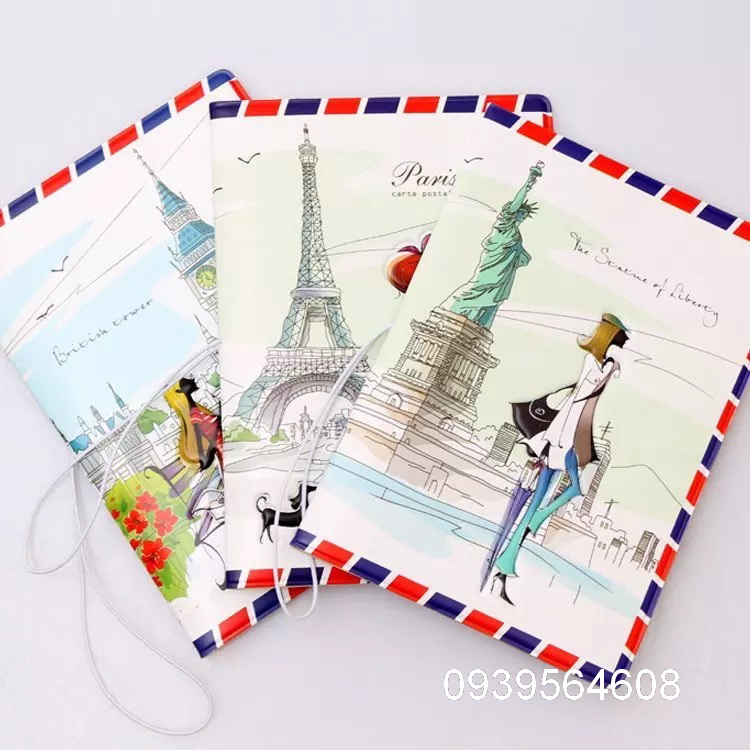 Bao hộ chiếu passport dập 3D mẫu bìa thư travel thắng cảnh
