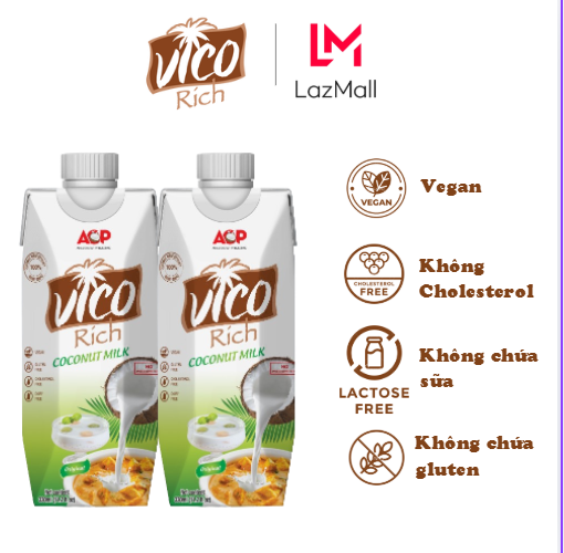 Combo 2 Hộp Nước Cốt Dừa VicoRich 330ml (1 hộp/ 2 hôp) - 16-19% Béo