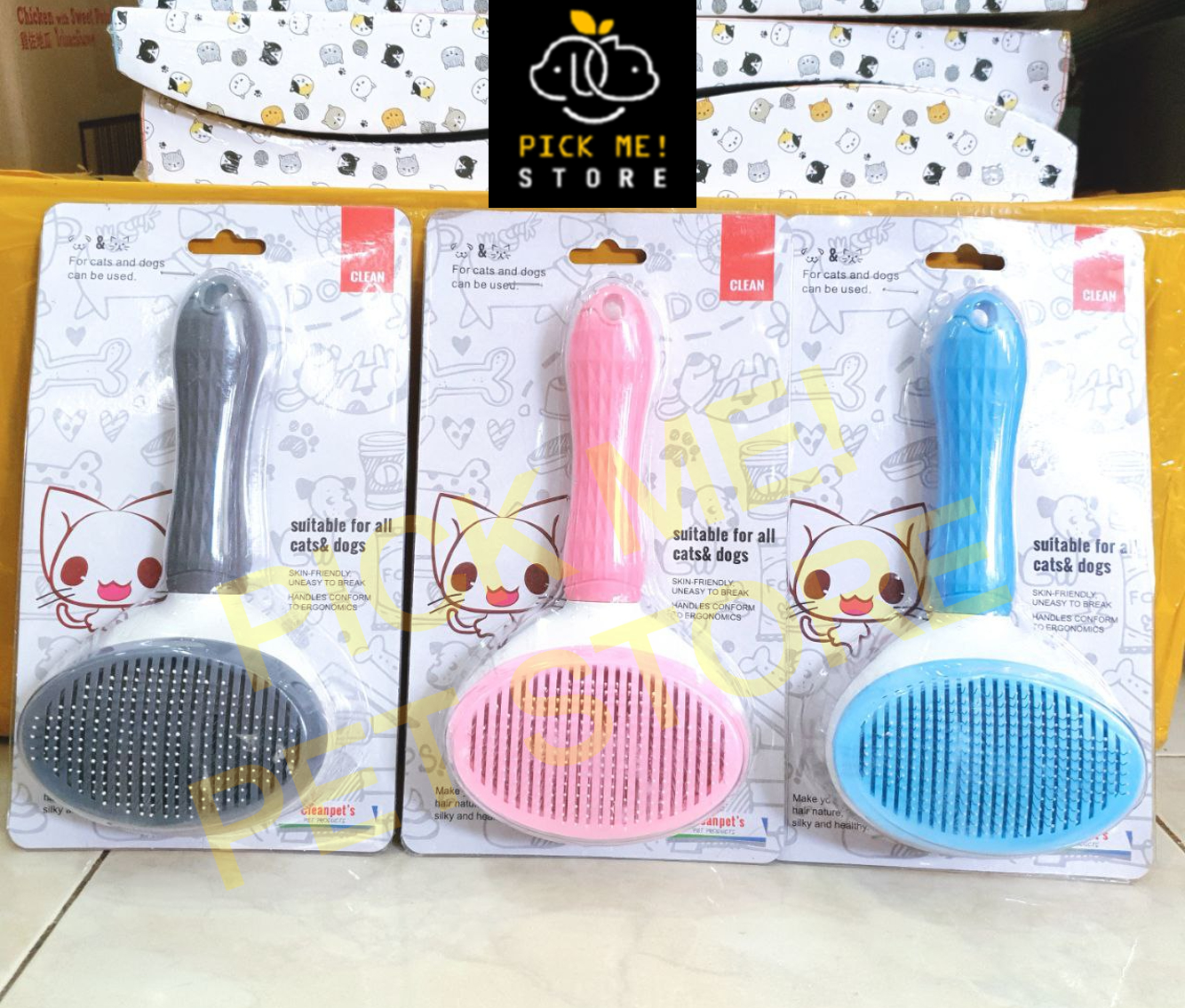 Lược Chải Lông cho Chó Mèo Có Nút Bấm| Lược chải rối, chải lông rụng size lớn kèm nút bấm đẩy lông