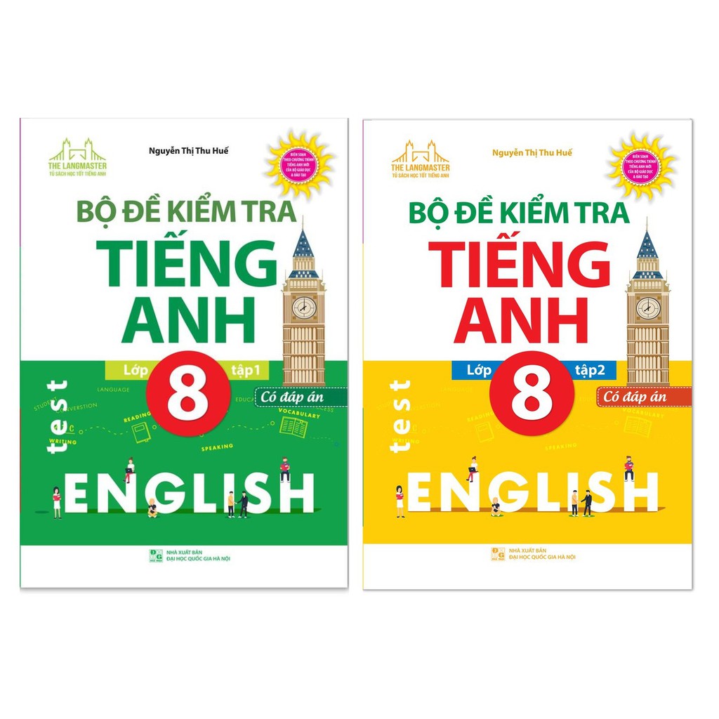 Sách - Combo Bộ đề kiểm tra tiếng Anh lớp 8 + Tặng bút