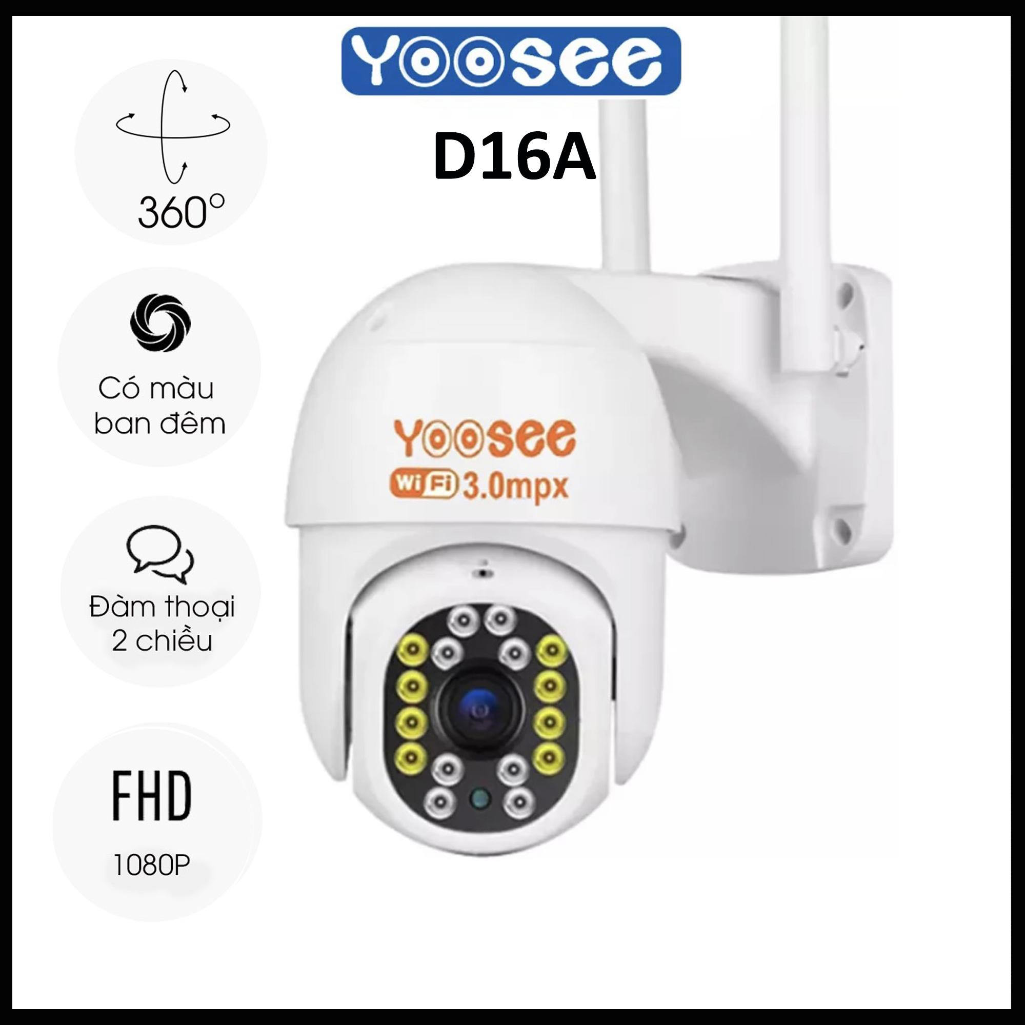 Camera YOOSEE PTZ YS-8032 Mini Xoay 360 Độ Full HD 2.0M- Đàm Thoại 2 Chiều- Báo Động Chống Trộm- Ban Đêm Có Màu- Wifi Không Dây Ngoài Trời