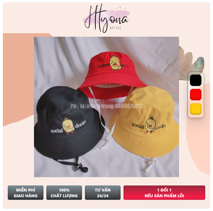 Mũ Trẻ Em Nón Bucket Vịt Dễ thương Cho Bé 2 đến 5 tuổi