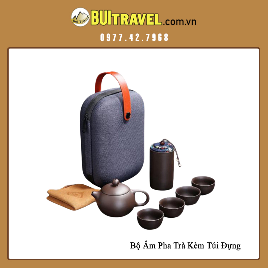 Bộ ấm pha trà du lịch có túi đựng. bộ ấm trà dã ngoại di động
