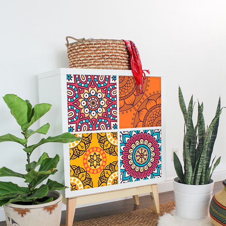 Set 30 ô decal gạch bông giấy dán tường nhà bếp phòng ngủ  (ô 15x15cm)