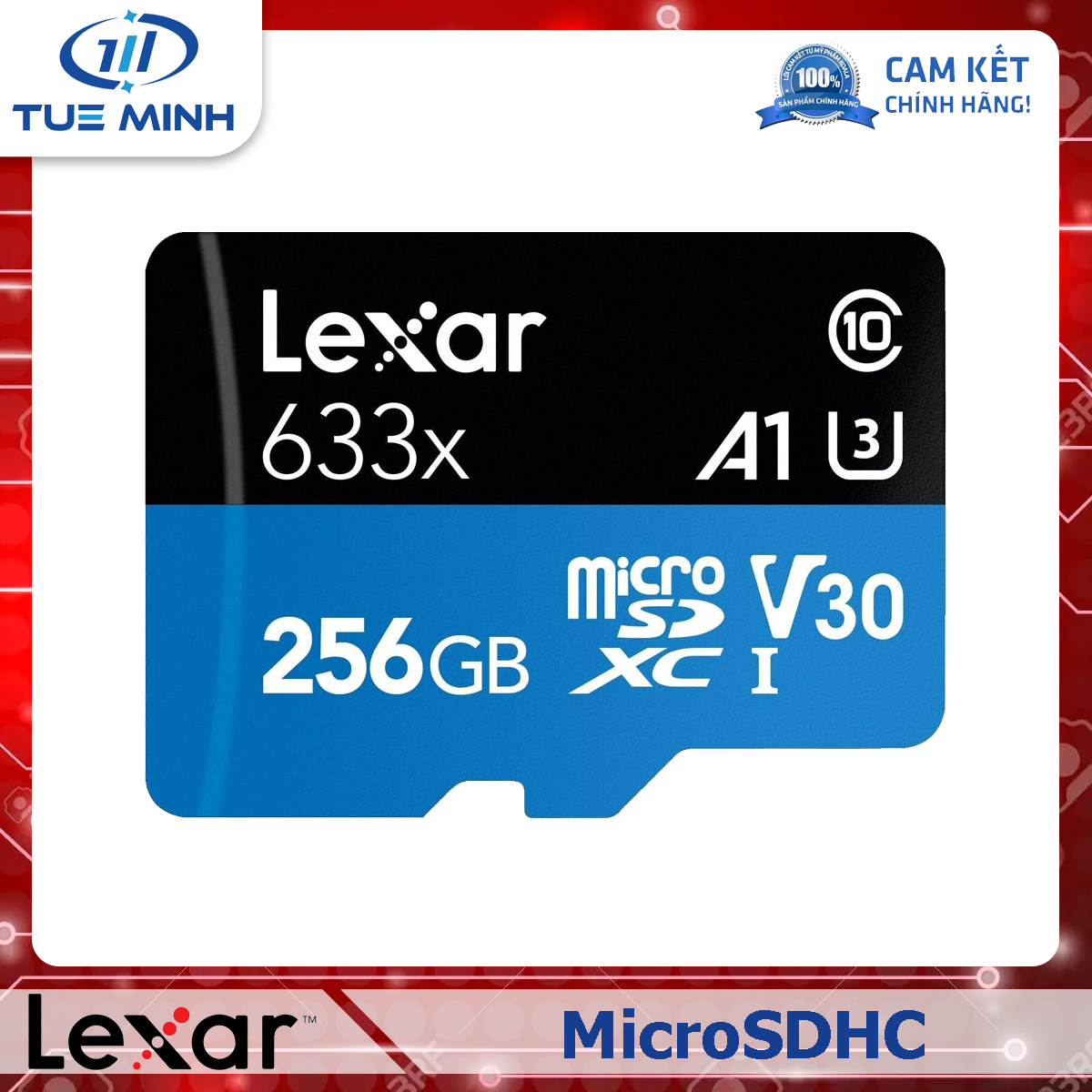 Thẻ nhớ lexar 256gb micro sd card sdxc uhs-i high performance 633x 100mb/s u3 4k w/adapter tf memory card
