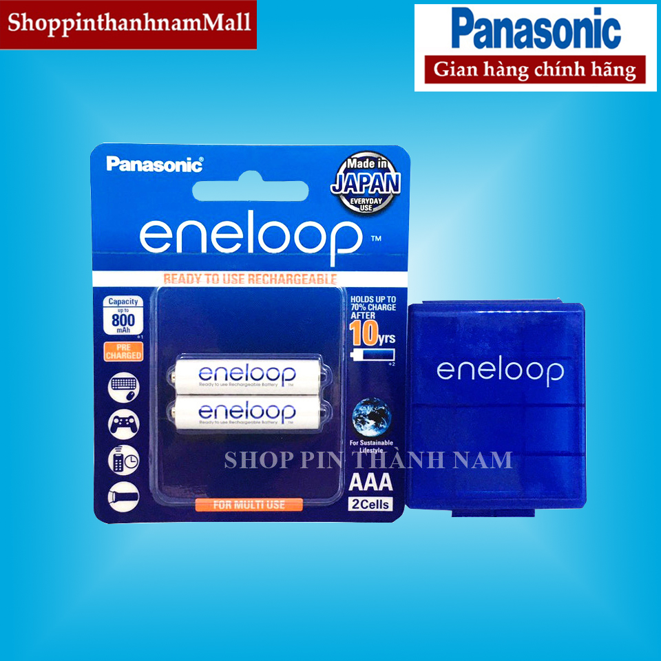 Pin sạc aaa eneloop panasonic 800mah vỉ 2 viên chính hãng