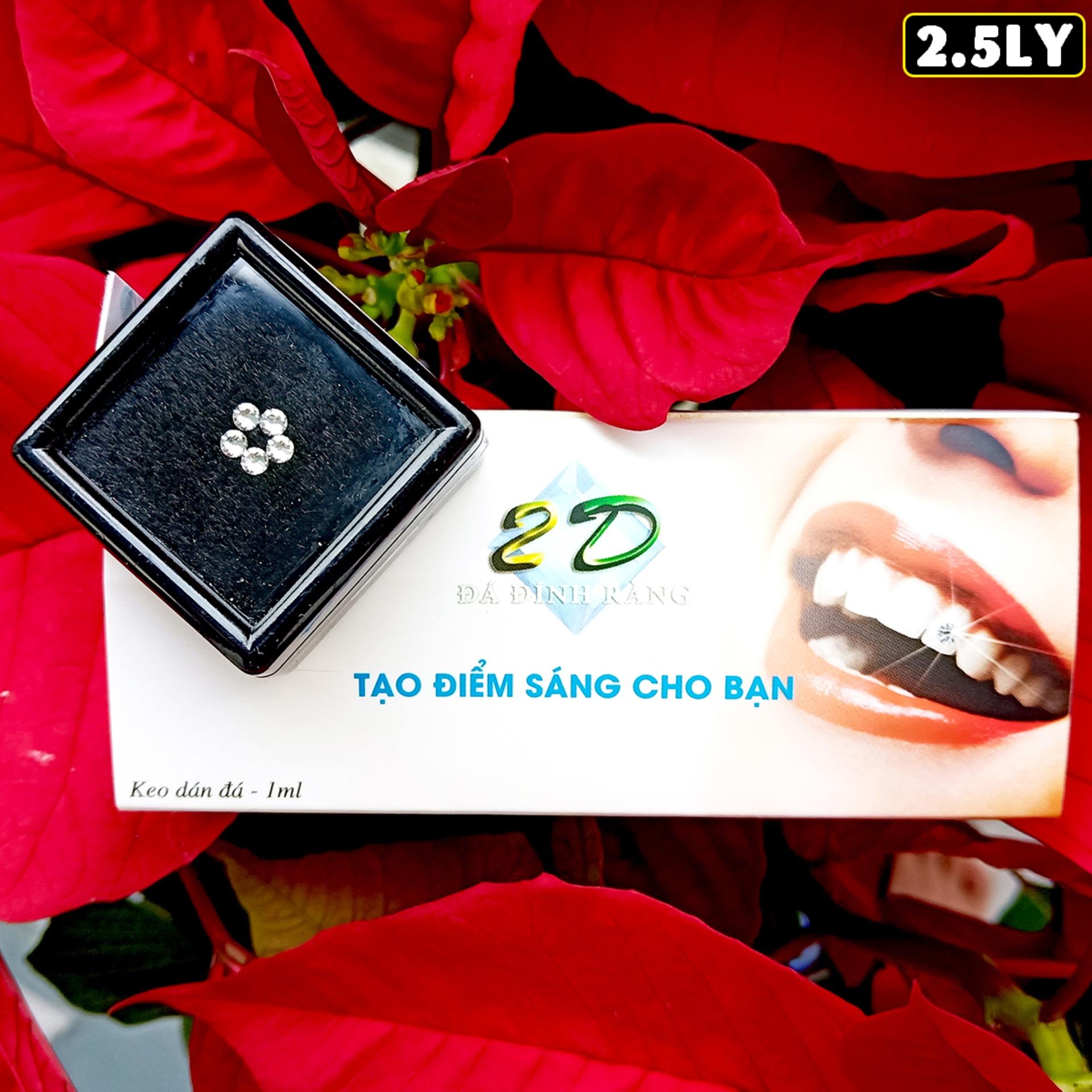 [HCM]Bộ đá đính răng 5 viên 2.5LY cực sáng + Tặng keo dán