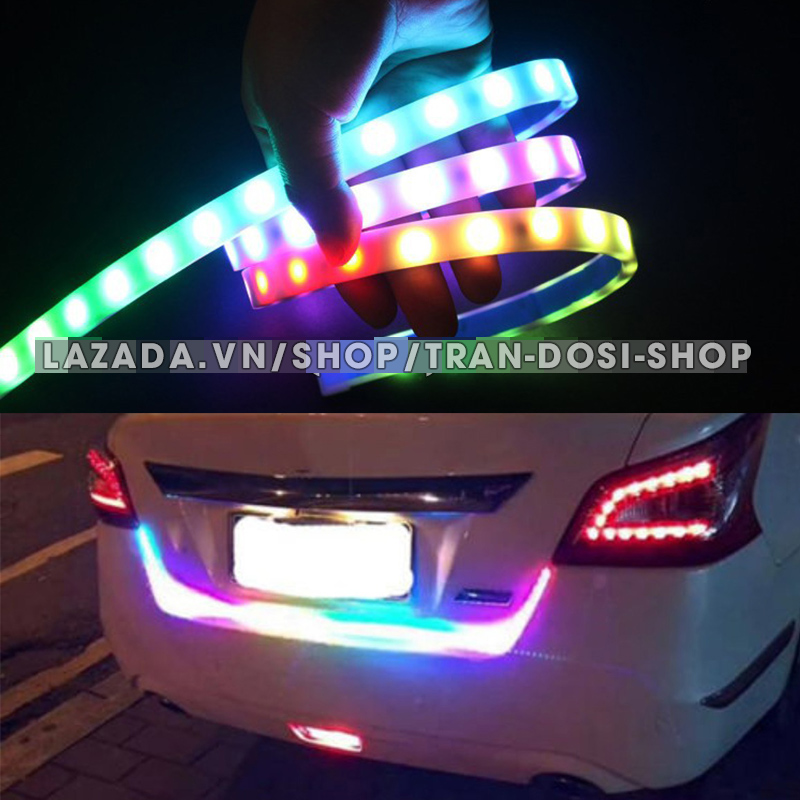 Bộ dây LED cốp xe ô tô xanh băng hoặc đa màu + xi nhan chạy kiểu Audi - DC 12v