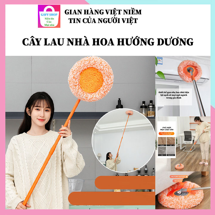 Chổi lau nhà hoa hướng dương xoay 360 độ, Chổi lau nhà đa năng, Cây lau nhà tự vắt cán inox, cây lau nhà hướng dương 1m8, Chổi lau trần nhà, cây lau nhà, Chổi, Cây lâu vệ sinh nhà cửa, Cay lau sàn,tiện lợi, chổi lau nhà