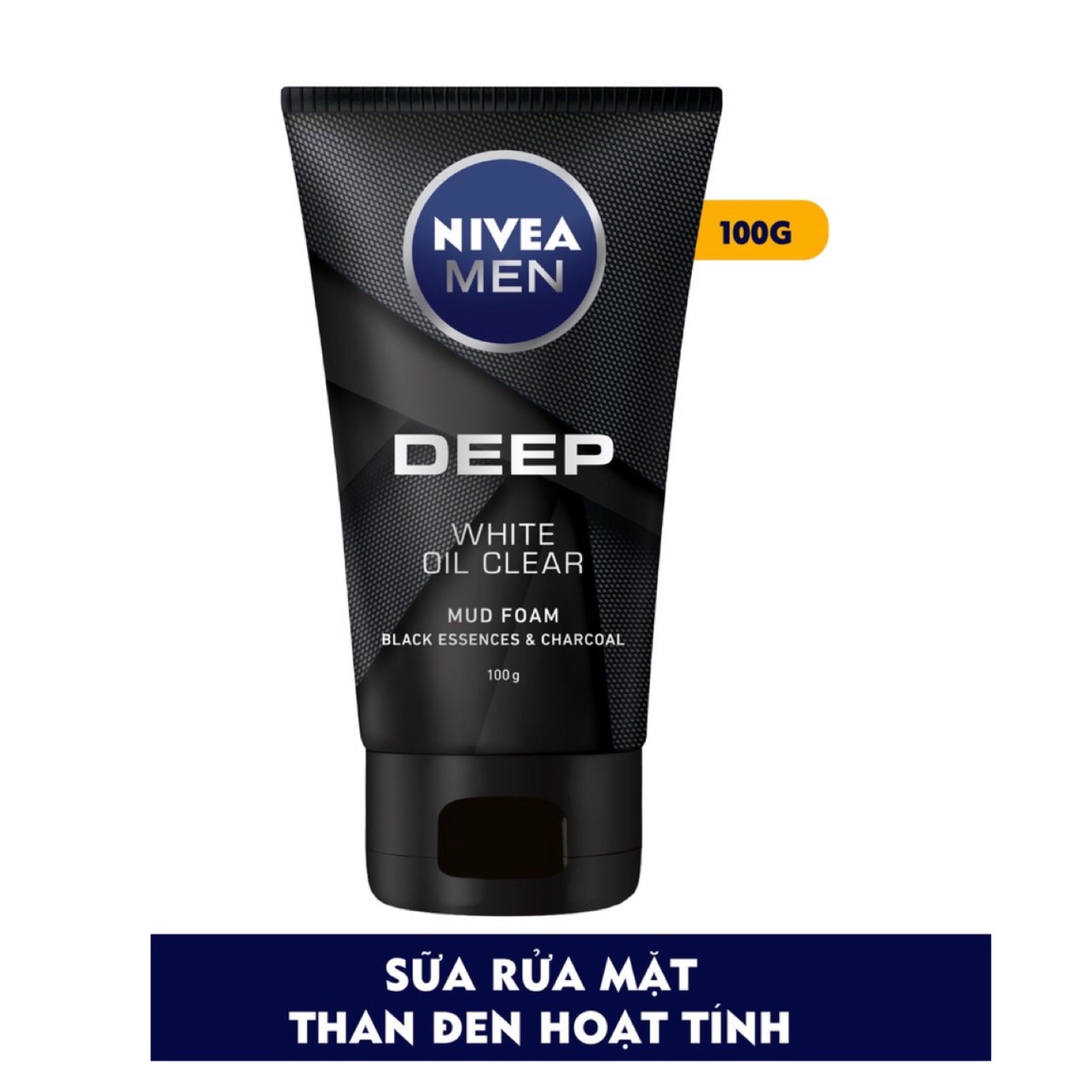 Sữa rửa mặt NIVEA MEN Deep than đen hoạt tính hút nhờn sáng da (100g)